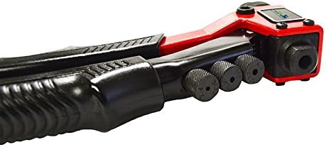 Ръчен пистолет за нитове EZ Travel с дюзи 4 размери, пистолет за стоманени и алуминиеви нитове, Професионален инструмент за надеждно закрепване на нитове (8 инча)