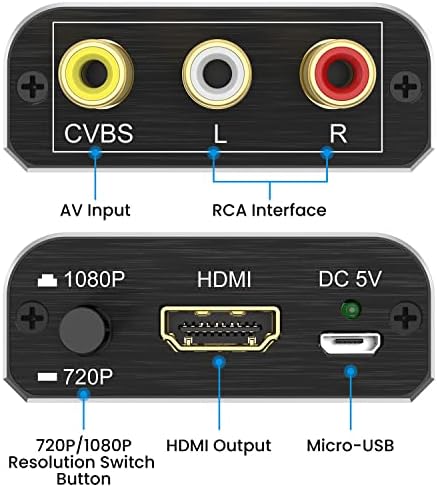 RCA в HDMI, Конвертор 1080P AV, HDMI, Мини Композитен Аудио-видео адаптер за CVBS видео рекордери/VHS/Xbox/PS3/N64/Wii/DVD-плейъри