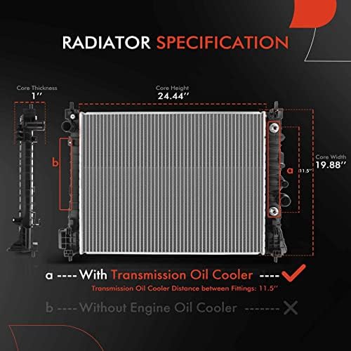 Радиатор за охлаждаща течност на двигателя A-Premium в събирането на радиатора на трансмисионния на масло, съвместим с Buick Encore 2013-2021 и Chevrolet Trax 2015-2020, L4 1,4 л, Автоматична с?