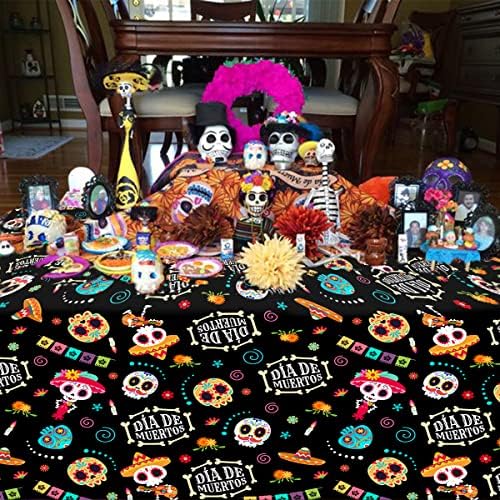 JOYMEMO 3 Опаковки Покривки за Ден на мъртвите, Найлонови Покривки Dia De Los Muertos със Захарен Череп, Украса За Мексикански парти За Хелоуин