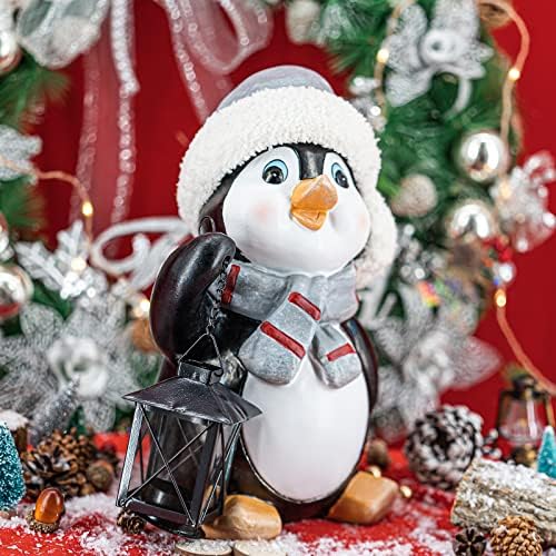 Подаръци за Пингвини udensep, Коледна Статуетка с Метален Декор във формата на Фенер, Водоустойчив Празничен Декор на