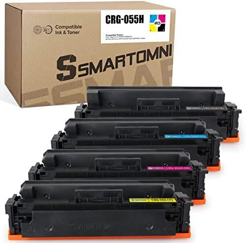 S SMARTOMNI [с чип] Високопроизводителния съвместима замяна на тонер за Canon 055H CRG-055H (4 опаковки, K/ C/ M/ Y), които