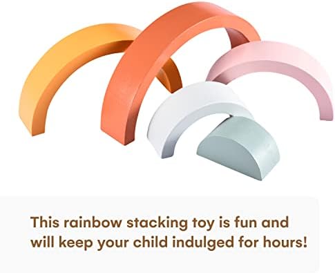 Дървена Дъга играчка за подреждане - Пъзел с Преливащи се цветове гнезда Монтесори - Игра-конструктор от градивните блокове за деца - Забавни и интерактивни играчки
