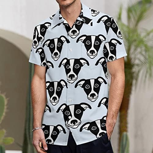 Мъжки Ризи с изготвени от ръцете Собачьими Глави, Къс Ръкав, V-Образно Деколте, Графични Тениски, Плажни Тениски с копчета
