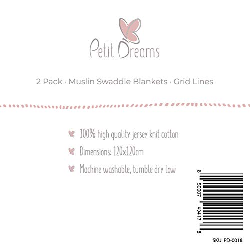 Скъпа промяна одеяла Petit Dreams 120 X 120 см от Плат за новородени момичета, Розови в рибарска мрежа и однотонно-розови, (опаковка от 2 броя)