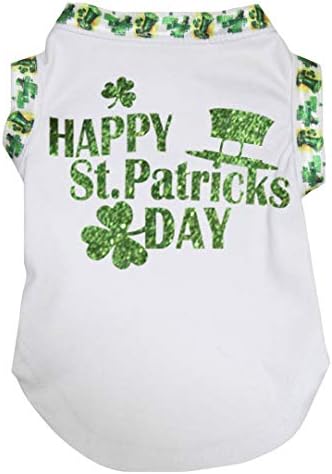 Тениска за кученца Petitebella Happy St. Patrick ' s Day High-Hat (Бяла, X-Large)
