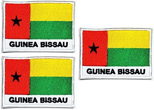 Набор от флагове на страната Гвинея-Бисау. Нашивка национален флаг на Гвинея-Бисау, ленти с бродирани Апликации, икона от плат,