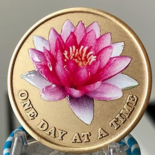 Розово цвете лотос Просветление, Медальон за един ден, Молитвен чип Спокойствие