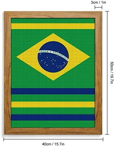 Бразилски Флаг Пълен Квадратен Бормашина, Диамантена Живопис Комплекти с Рамка за Картина на Изкуството за Декориране на Стените