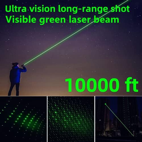 Зелена Лазерна Показалка с Висока Мощност, Лазерна Показалка с Висока Мощност на Далечни разстояния, Акумулаторна Лазерна Показалка със Звездна Капачка за една но