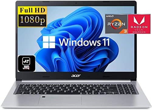 2022 най-Новият лаптоп Acer Aspire 5 Slim 15,6 FHD IPS, четириядрен процесор AMD Ryzen 3 3350U (до 3,5 Ghz, Beat i5-7200U),