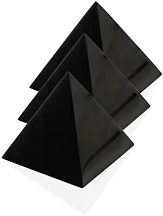 Heka Naturals Комплект Пирамидок от черен камък с полиран шунгитом 3/4 инча - Тенис на Декор от шунгитового камък