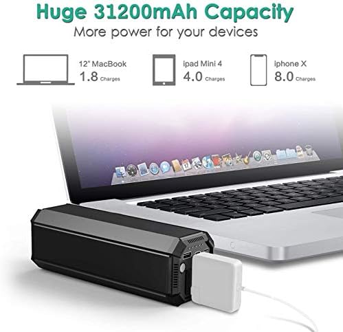 Преносимо зарядно за лаптоп, захранване USB C голям капацитет 31200 ма с розетка за променлив ток с мощност 100 Вата, за Бързо зареждане на Външната батерия, Съвместим е с