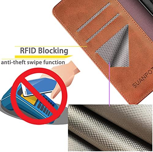 SUANPOT за Samsung Galaxy S22 с RFID Заключване Кожен Портфейл калъф за употреба за кредитни карти, Флип-Награда Калъф за