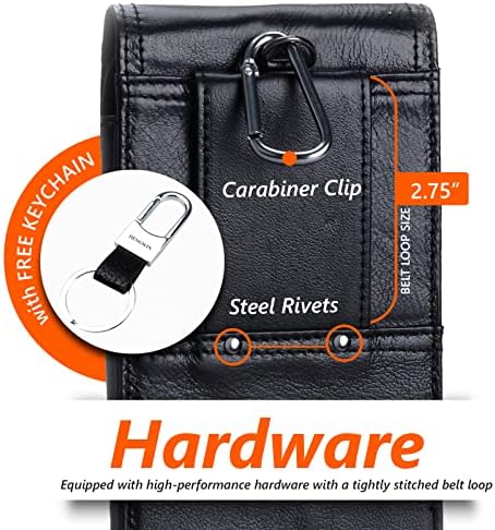 2 Опаковки Hengwin, Черна Кожена кобур за мобилен телефон със щипка за колан, контур за колан и кафява Кожена чанта-месинджър