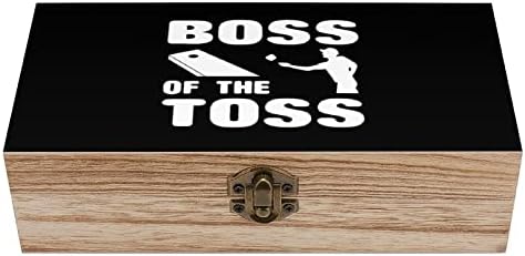 Boss of The Toss на Нова Дървена Кутия За Съхранение на Настолен Малък Декоративен Органайзер Кутии За Бижута С Капак