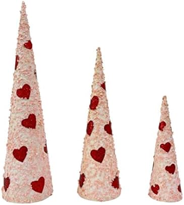 LeMall Коледно Дърво, Шишарки, Червено Розово Сърце 1218 24, Определени за 3-те Любовни Работи Декорации като Коледен декор на Масата Декор на Камината, Подаръци за празни?