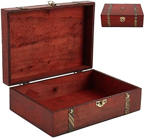 BBSJ Ретро Дървен Сандък Със Съкровища-Кутия За Съхранение на Замъка Органайзер Калъф Сгъваема Дървена Кутия за Начало