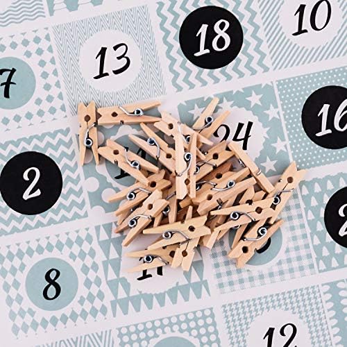 Модел Адвент-календар Pajoma, 1 х 24 Пакет от крафт-хартия за пълнене, със Стикери с номера и Прищепками, Коледа