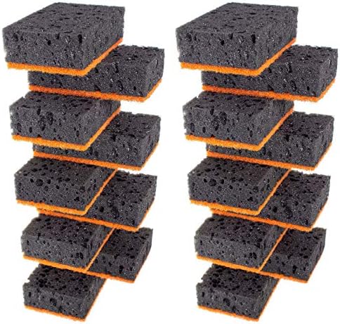 Многофункционални гъба-търкане Okleen Black & Orange. Произведено в Европа. 18 от Опаковки, 4,3x2,8x1,4 инча. Сверхпрочное