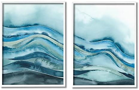 Абстрактен Морски Пейзаж със Сини Вълни, Спокоен Океански Модел, Дизайн Грейс Попп