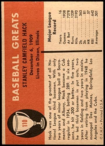 1961 Fleer 110 Стан Хэк Чикаго Къбс (Бейзболна картичка) Ню Йорк /MT Cubs