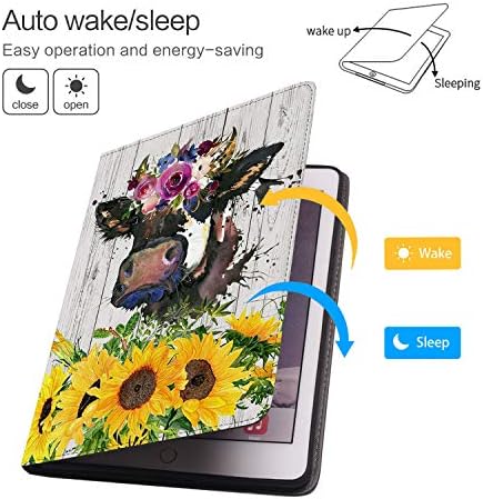 Калъф за iPad 9.7 2018/2017, iPad Air 2, калъф за iPad Air, Регулируема Поставка, Smart-калъф с функция за автоматично събуждане /сън за iPad 6-ти / 5-то поколение - Акварел Цветен венец с уча