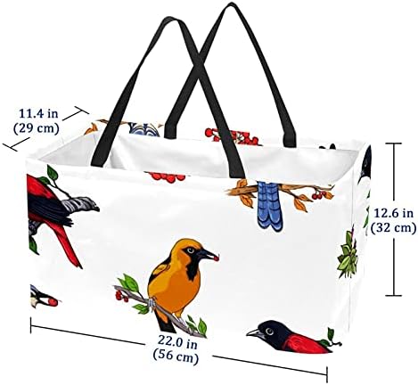 LORVIES за Многократна употреба за Хранителни стоки Чанти Диви Птици Сгъваеми да Пере Големи Кутии За Съхранение Кошница Чанта За Пазаруване