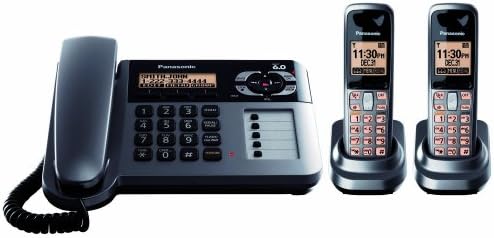 Жичен телефон Panasonic KX-TG1062M DECT 6.0 с гласова поща, Сив металик, 2 тръба