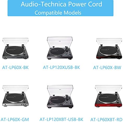 Захранващ кабел ac адаптер VHBW за Audio-Technica AT-LP60X-BK, AT-LP60X-BW, AT-LP120XUSB-BK Грамофон с директно