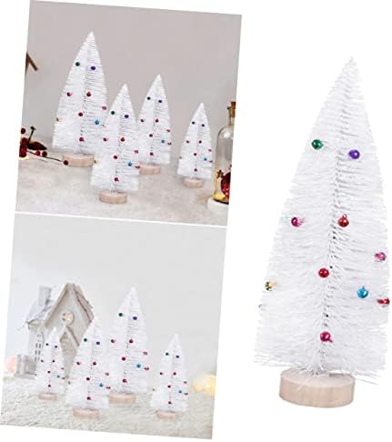 ABOOFAN 2 елемента Коледен Сняг Декоративен Шум Настолна Бяла Коледна Поставка Дърво Скреж Борови Миниатюри Лъскава Основа Дървени Топперы Модел за Снимка Творчески ?