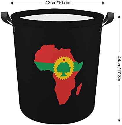 Флаг Оромо на картата на Африка Кошница за дрехи от плат Оксфорд с Дръжки Кошница за Съхранение на Играчки Органайзер