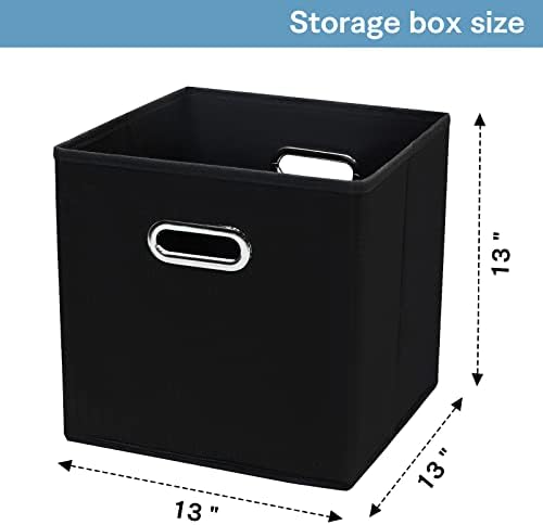 Кутии за съхранение Yunkeeper от черен плат, 13x13x13 инча, Кутии-организаторите на Кубчета, Сгъваеми Кутии за съхранение с Две дръжки, Каси-организаторите от плат и Кошница