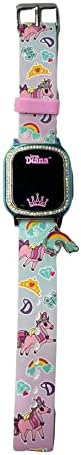 Accutime Kids Love, детски ръчен часовник Diana в Розов цвят с цифрова led кварц за момичета, момчета, деца с Розов Цветен каишка и извънбордов чар (модел: LDA4010AZ)