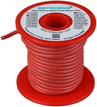 Комплект силиконови кабели BNTECHGO 16 Калибър 7 Цветовете на Всеки 50 метра Гъвкав 16 AWG Блокирани Луженый Меден проводник