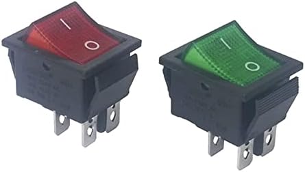 Кулисный превключвател на LED 31 * 25 мм DPST 4PIN 16A/250 В Червено/Зелено с защелкивающимся положение за включване/изключване,