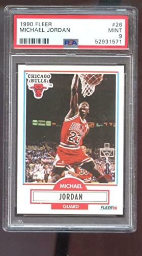1990-91 Fleer #26 Баскетболно карта на Майкъл Джордан PSA 9 клас NBA 1990 1991 Bull - Баскетболни карта, без подпис