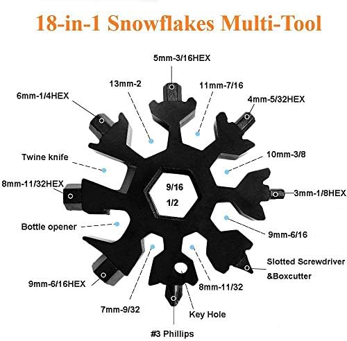 Многофункционален инструмент Snowflake 18 в 1, отварачка за бутилки Лесно N Genius от неръждаема стомана Snow Multitools-Отверка-Гаечен ключ, страхотна идея за подарък за джаджи. (Ч?