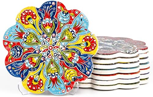 Kuchengerate 7 инчов Декоративен дизайн на Ръчно рисувани, турска Керамична Поставка за кухня, Поставка за прибори
