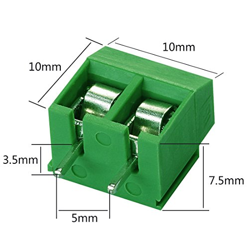massmall 30 парчета 2-Пинов конектор за монтиране върху печатна платка със стъпка 5 мм с Винт клеммной nuts 250V 8A (зелен)