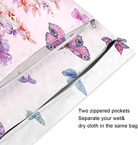xigua Цветна Водоустойчива Влажна чанта с пеперуда за Филтър на Пелени, да Пере Многократно Мокри и Сухи чанти