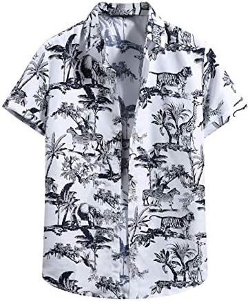YHAIOGS Мъжки Ежедневни Ризи Хавайски Ризи Мъжки Фланелен Ризи в Клетка С Къс ръкав Обикновена Засаждане Ежедневни Риза с