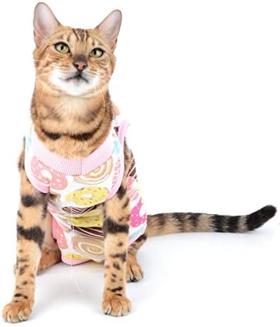 Zunea котешки хирургически костюм за възстановяване след травми на корема, мек памучен облекло за кожни заболявания,
