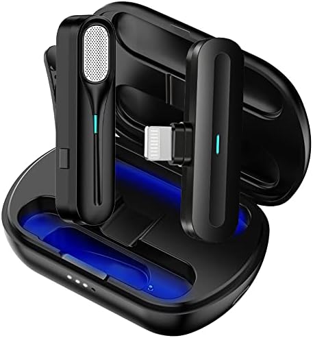 Безжична петличный микрофон в slub с зарядно калъф за iPhone, iPad, микрофон с автоматична синхронизация и шумопотискане, Закрепляемый