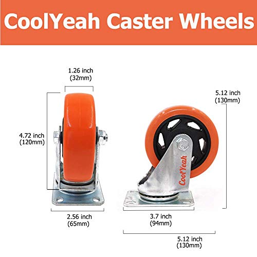 4-инчов въртящи колела CoolYeah от PVC с въртяща се плоча, на Промишлени, Тежки Заключване на колела премиум-клас (в опаковка 8 броя, 4 със спирачка и 4, без)