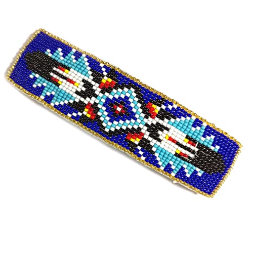 Фиби за коса, ръчно изработени в индейском стил от мъниста (синьо и тюркоаз)