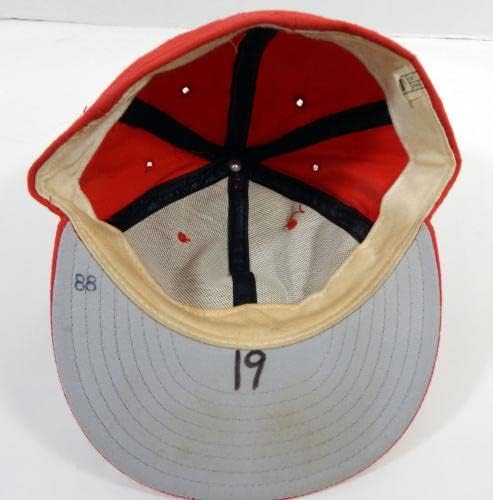 1987-98 Сейнт Луис Кардиналс Това Пагноцци 19 Използвал в играта Red Hat 7 DP22696 - Използвани в играта шапки MLB