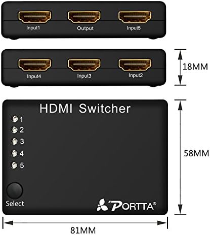 SANOXY HDMI 5x1 5-портов суич с Поддръжка на IR-дистанционно управление 3D