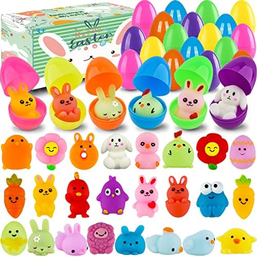 uscan 24 Опаковане на Великденски яйца с меки играчки Моти Вътре, Великденски Подаръци за децата, Пълнители