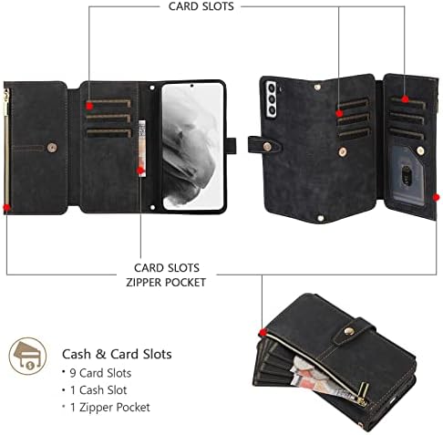 Чанта-портфейл UEEBAI по рамото за Samsung Galaxy S20 FE 5G, 9 Слотове за карта, с Регулируема Капачка на ципове на рамото си, Подвижна Каишка за съвсем малък, Панти калъф с каишка ?